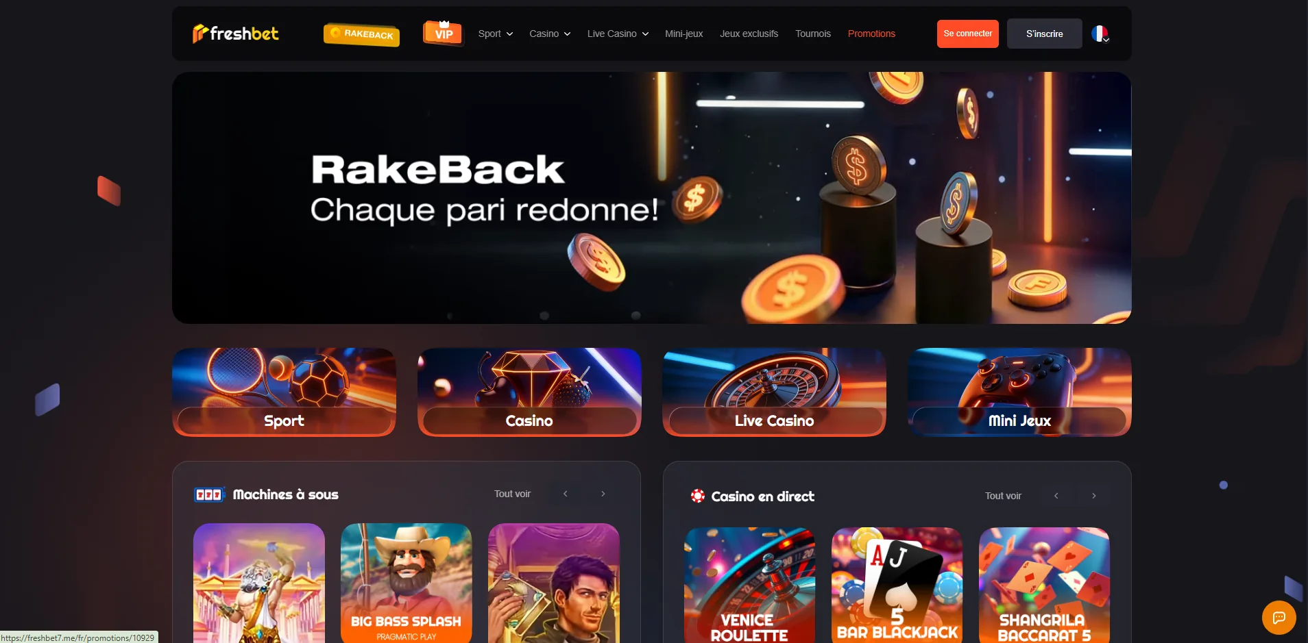 Aperçu du site Freshbet