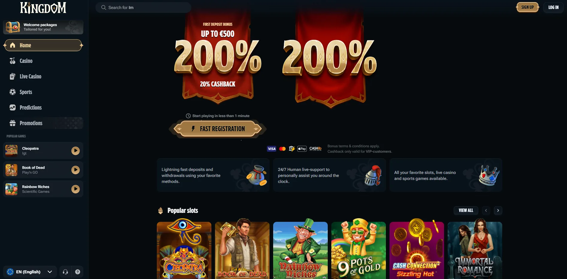 Aperçu du site Kingdom Casino